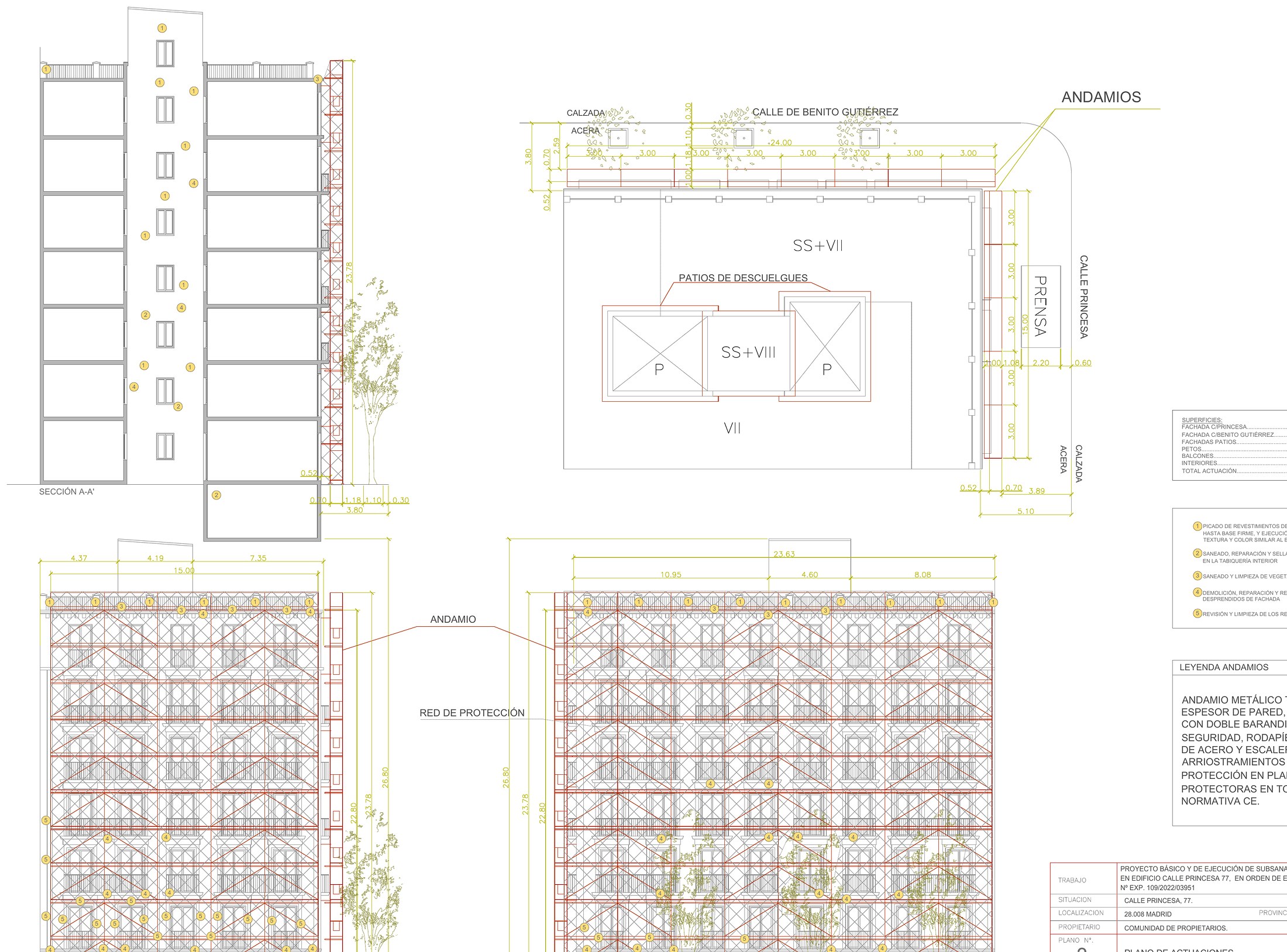 Plano de proyecto de rehabilitación de Princesa 77